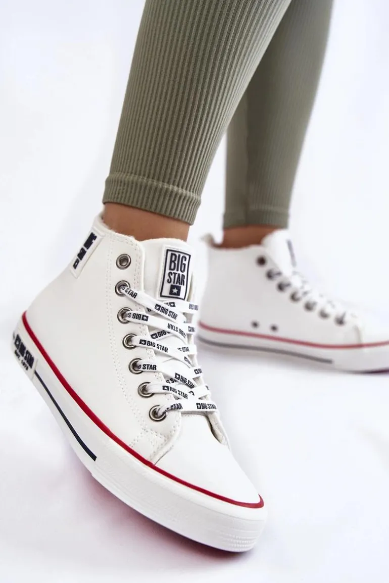 Klasyczne Wysokie Ocieplane Trampki Big Star KK274597 Białe