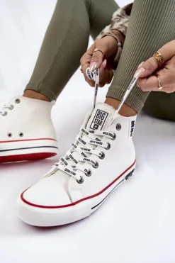 Klasyczne Wysokie Ocieplane Trampki Big Star KK274597 Białe