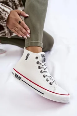 Klasyczne Wysokie Ocieplane Trampki Big Star KK274597 Białe