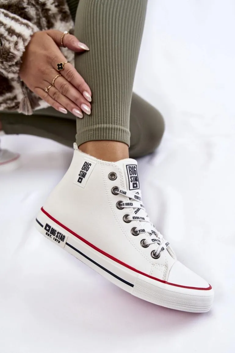 Klasyczne Wysokie Ocieplane Trampki Big Star KK274597 Białe