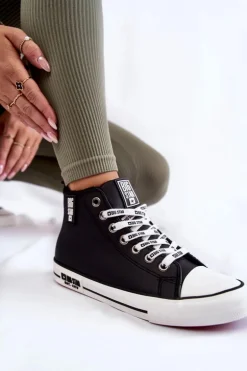 Klasyczne Wysokie Ocieplane Trampki Big Star KK274598 Czarne