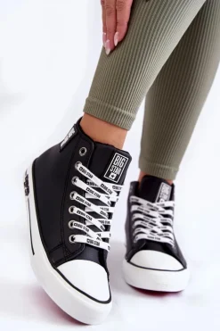 Klasyczne Wysokie Ocieplane Trampki Big Star KK274598 Czarne