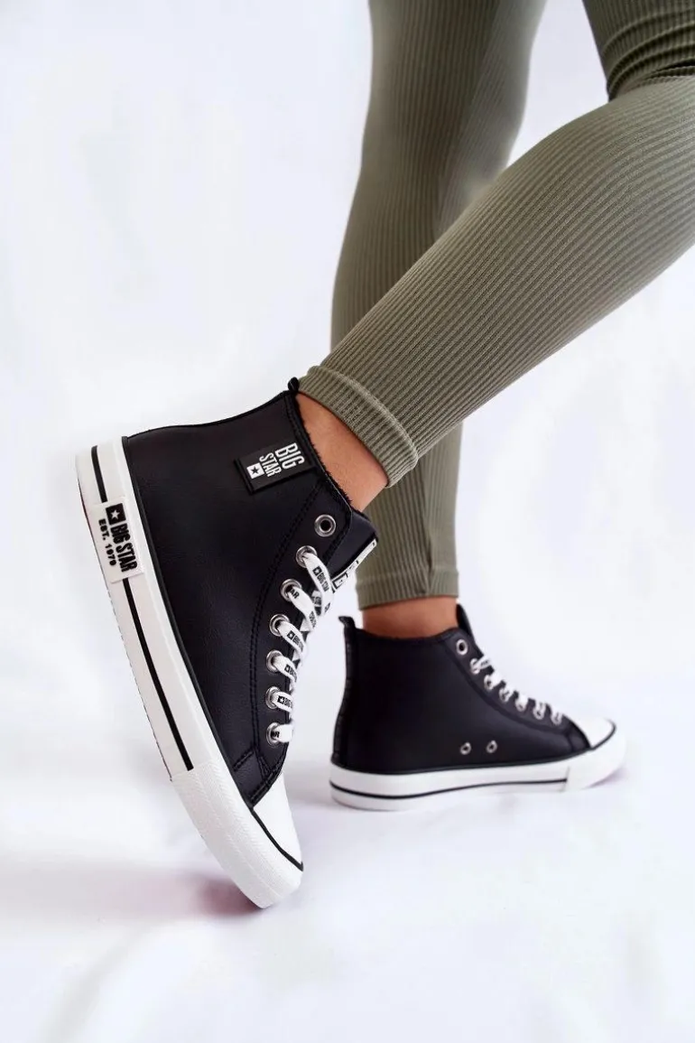 Klasyczne Wysokie Ocieplane Trampki Big Star KK274598 Czarne