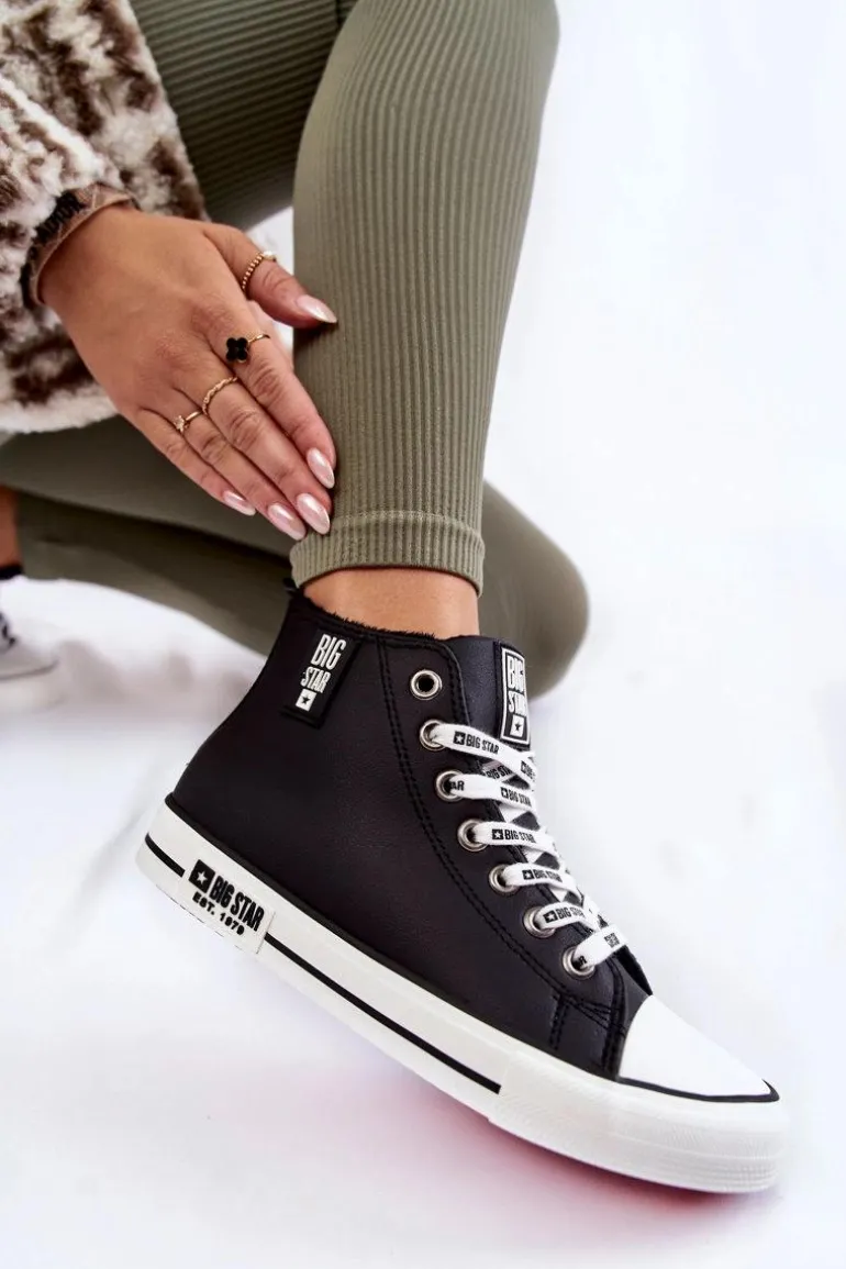 Klasyczne Wysokie Ocieplane Trampki Big Star KK274598 Czarne