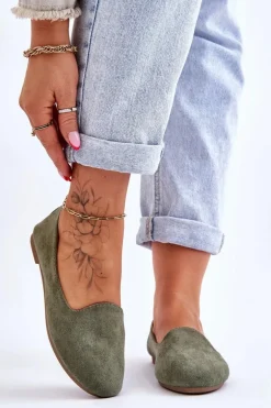 Klasyczne Zamszowe Baleriny Zielone Nash