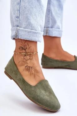 Klasyczne Zamszowe Baleriny Zielone Nash