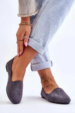 Klasyczne Zamszowe Baleriny Szare Nash