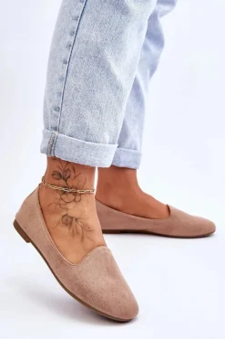 Klasyczne Zamszowe Baleriny Beżowe Nash