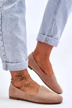 Klasyczne Zamszowe Baleriny Beżowe Nash