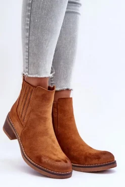 Klasyczne Zamszowe Botki Damskie Brązowe Metanassa