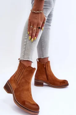 Klasyczne Zamszowe Botki Damskie Brązowe Metanassa