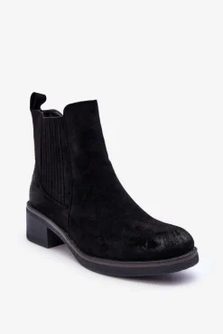 Klasyczne Zamszowe Botki Damskie Czarne Metanassa