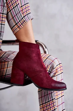 Klasyczne Zamszowe Botki La.Fi 260035WI-SU Bordowe