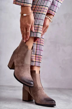 Klasyczne Zamszowe Botki La.Fi 260035DTA-SU Beżowe