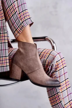 Klasyczne Zamszowe Botki La.Fi 260035DTA-SU Beżowe