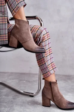 Klasyczne Zamszowe Botki La.Fi 260035DTA-SU Beżowe