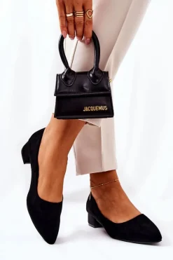 Klasyczne Zamszowe Czółenka Czarne Rheya