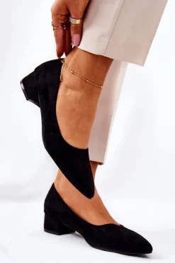 Klasyczne Zamszowe Czółenka Czarne Rheya