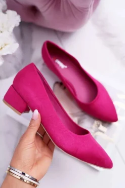 Klasyczne Zamszowe Czółenka Fuksja Rheya