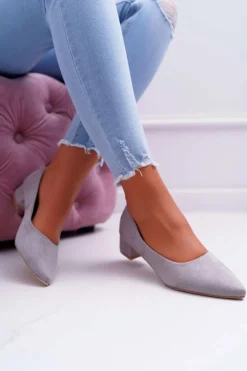 Klasyczne Zamszowe Czółenka Szare Rheya