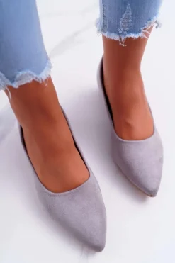 Klasyczne Zamszowe Czółenka Szare Rheya