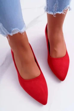 Klasyczne Zamszowe Czółenka Czerwone Rheya
