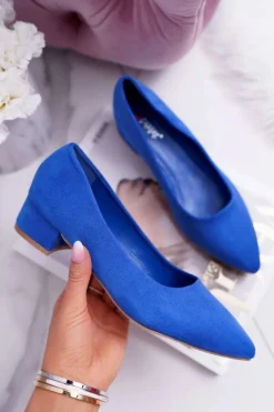 Klasyczne Zamszowe Czółenka Niebieskie Rheya
