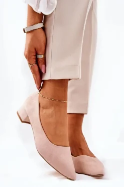 Klasyczne Zamszowe Czółenka Beżowe Rheya