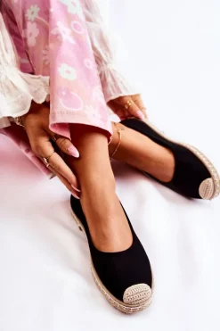 Klasyczne Zamszowe Damskie Espadryle Czarne Calabria