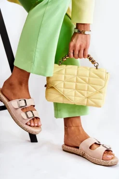 Klasyczne Zamszowe Klapki Damskie Beżowe Casilda