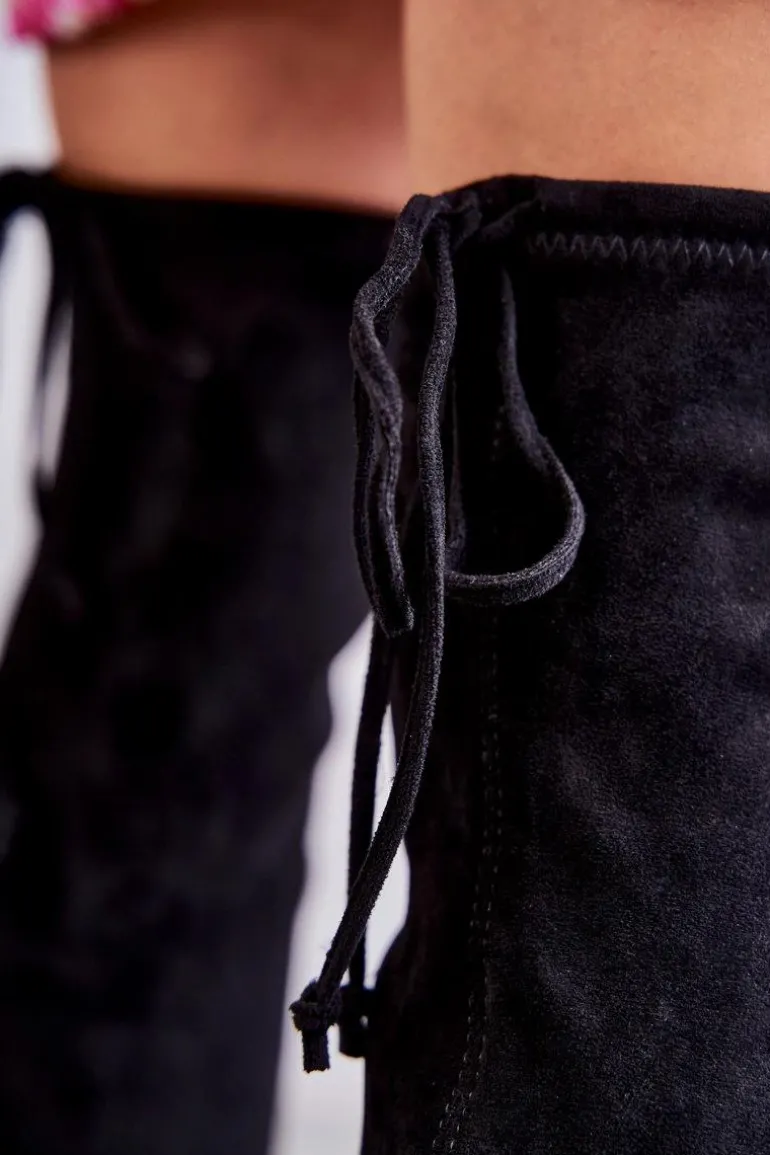 Klasyczne Zamszowe Kozaki Muszkieterki Czarne Clarissa