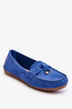 Klasyczne Zamszowe Mokasyny Niebieskie Good Time