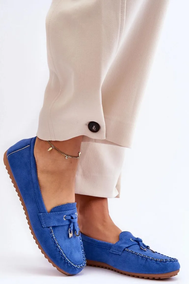 Klasyczne Zamszowe Mokasyny Niebieskie Good Time