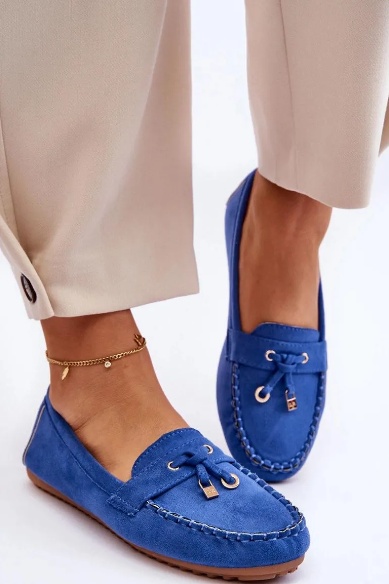 Klasyczne Zamszowe Mokasyny Niebieskie Good Time