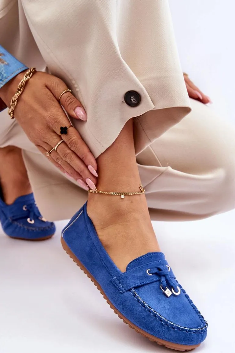 Klasyczne Zamszowe Mokasyny Niebieskie Good Time