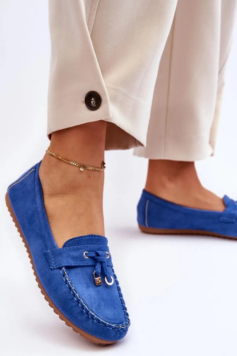 Klasyczne Zamszowe Mokasyny Niebieskie Good Time