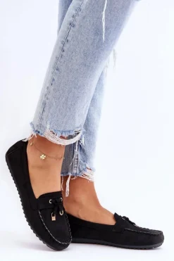 Klasyczne Zamszowe Mokasyny Czarne Good Time