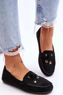 Klasyczne Zamszowe Mokasyny Czarne Good Time