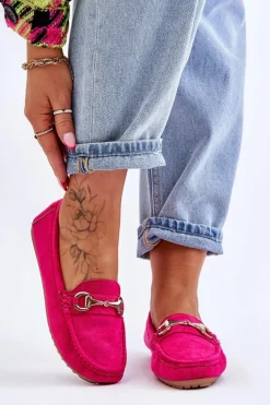 Klasyczne Zamszowe Mokasyny Z Ozdobą Fuksja Arla