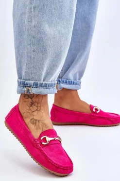 Klasyczne Zamszowe Mokasyny Z Ozdobą Fuksja Arla