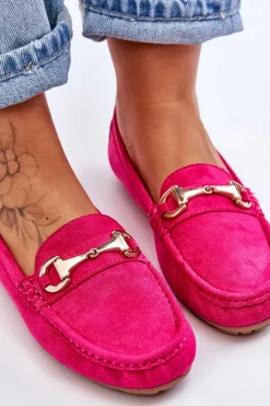 Klasyczne Zamszowe Mokasyny Z Ozdobą Fuksja Arla