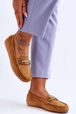 Klasyczne Zamszowe Mokasyny Z Ozdobą Camel Amera