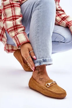 Klasyczne Zamszowe Mokasyny Z Ozdobą Camel Arla