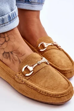 Klasyczne Zamszowe Mokasyny Z Ozdobą Camel Arla