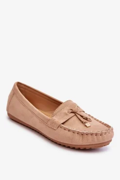 Klasyczne Zamszowe Mokasyny Ciemnobeżowe Good Time