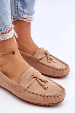 Klasyczne Zamszowe Mokasyny Ciemnobeżowe Good Time