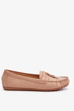 Klasyczne Zamszowe Mokasyny Ciemnobeżowe Good Time