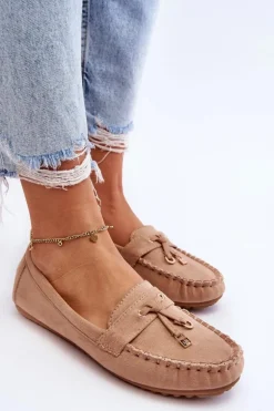 Klasyczne Zamszowe Mokasyny Ciemnobeżowe Good Time