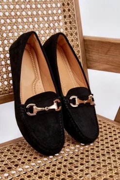 Klasyczne Zamszowe Mokasyny Z Ozdobą Czarne Arla