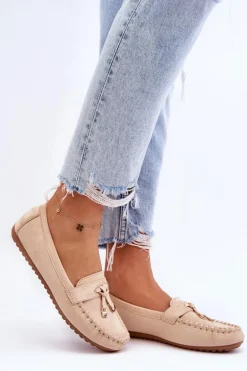 Klasyczne Zamszowe Mokasyny Beżowe Good Time